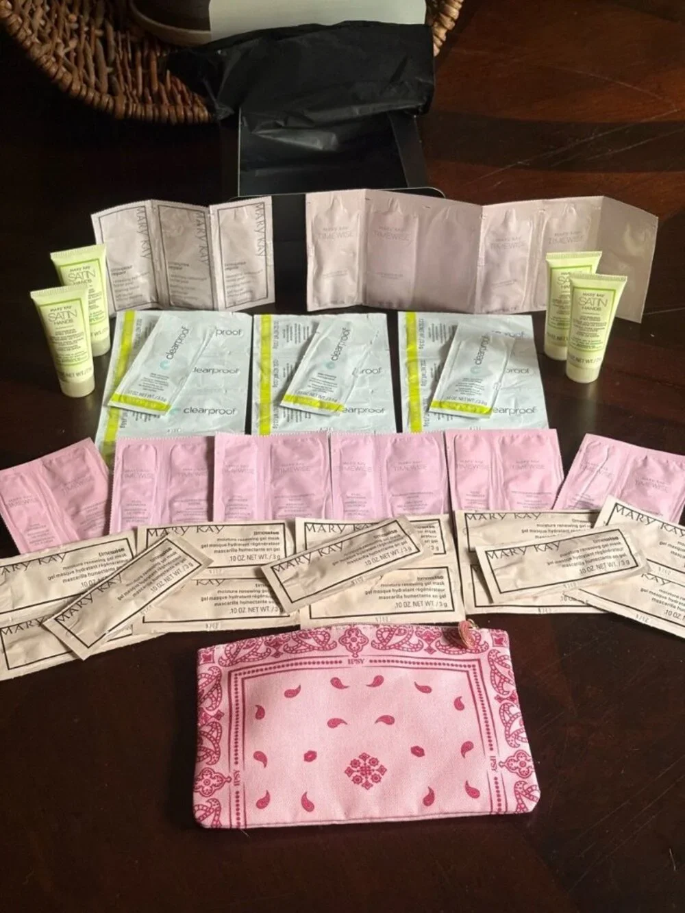Mary Kay Skincare Sample Lot + Pink Ipsy Bandana Pouch